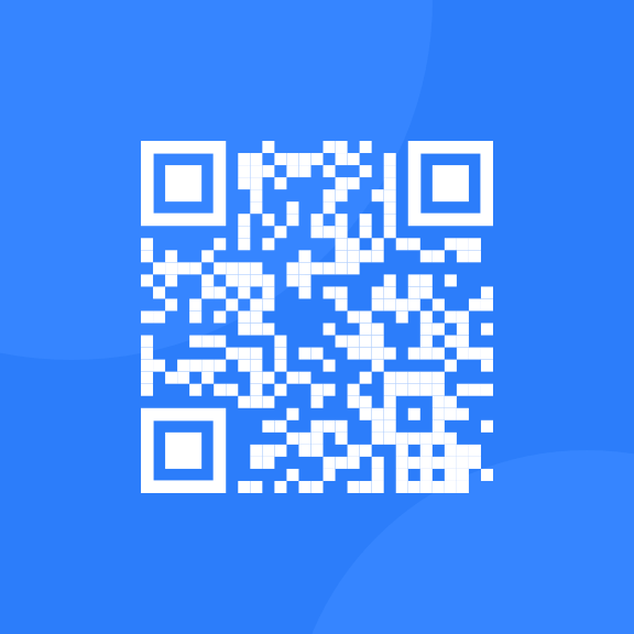 a white qr code to Frontend Mentor, on a lightblue background